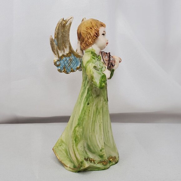 VTG Fontanini Plastic Depose Italy Angel #163 Green Figurine Playing Violin - Picture 8 of 8